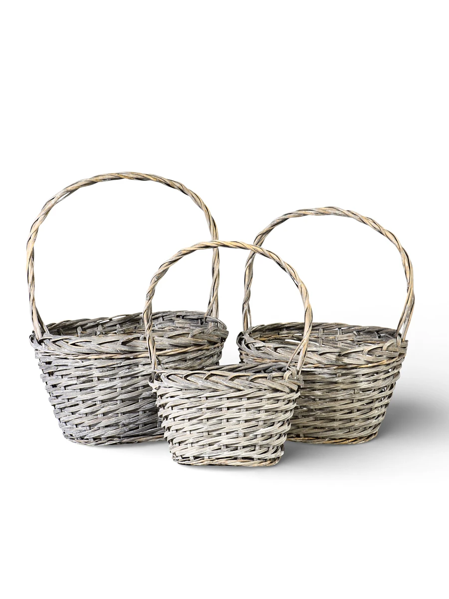 

Корзина плетеная для хранения penelope, ива, овальная, серая, набор 3 шт., Серый