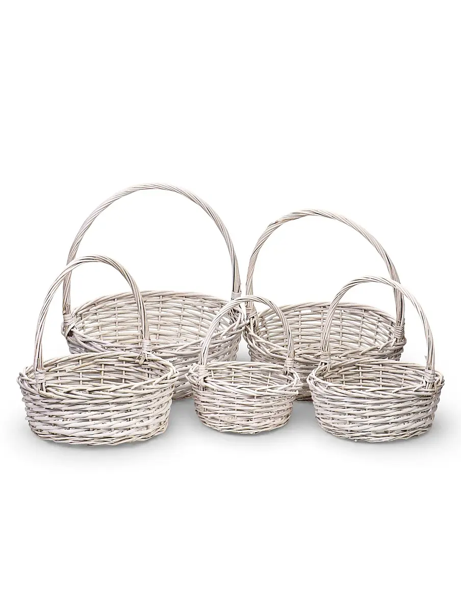

Корзина плетеная для хранения kask, из лозы, с ручкой, белая, набор 5 шт., Белый