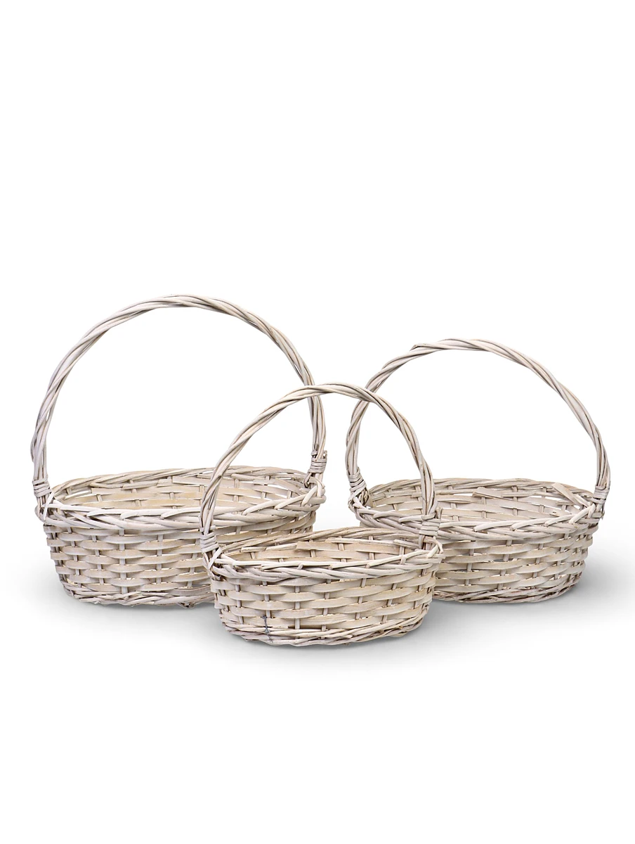 

Корзина плетеная для хранения, лоза, белая, набор 3 шт., Белый