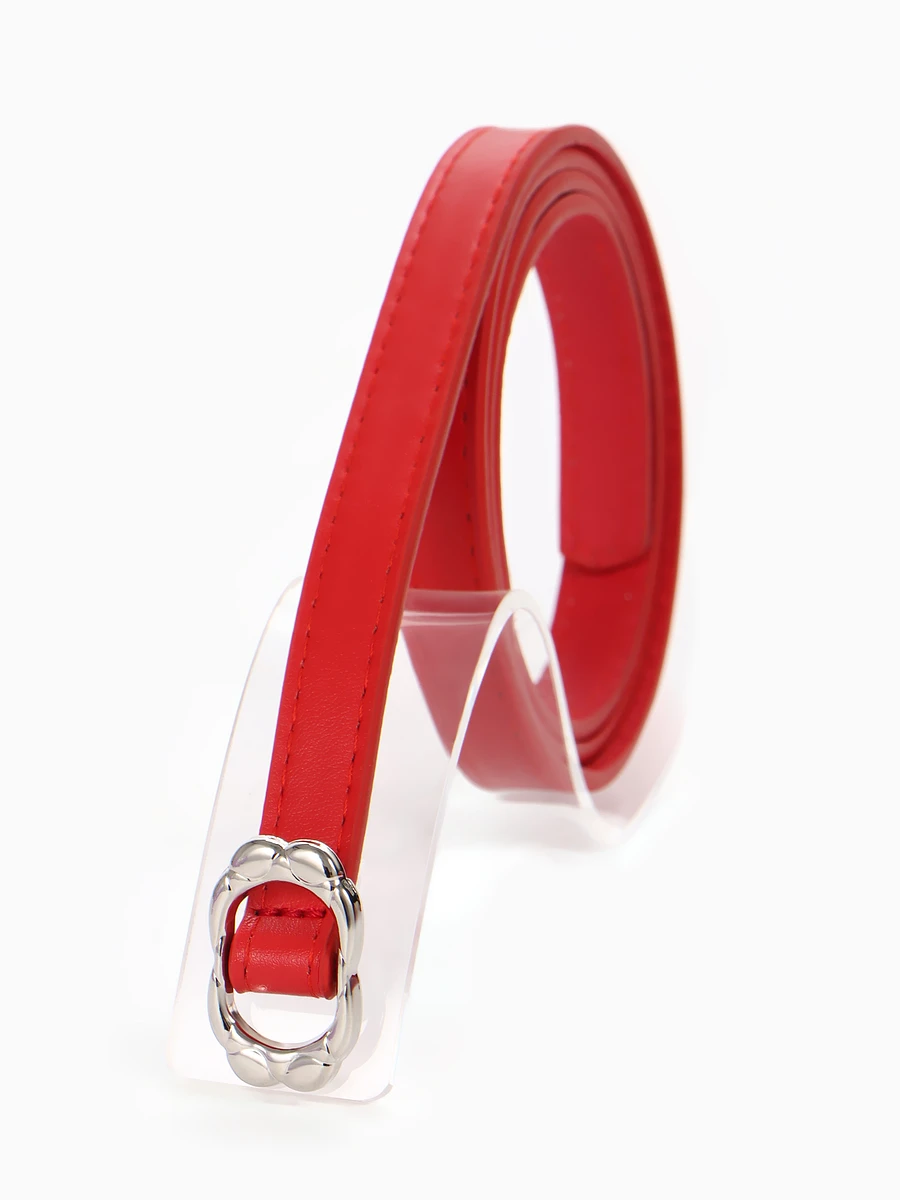 

Ремень женский, узкий, 1.4×105 см, металлическая пряжка, красный