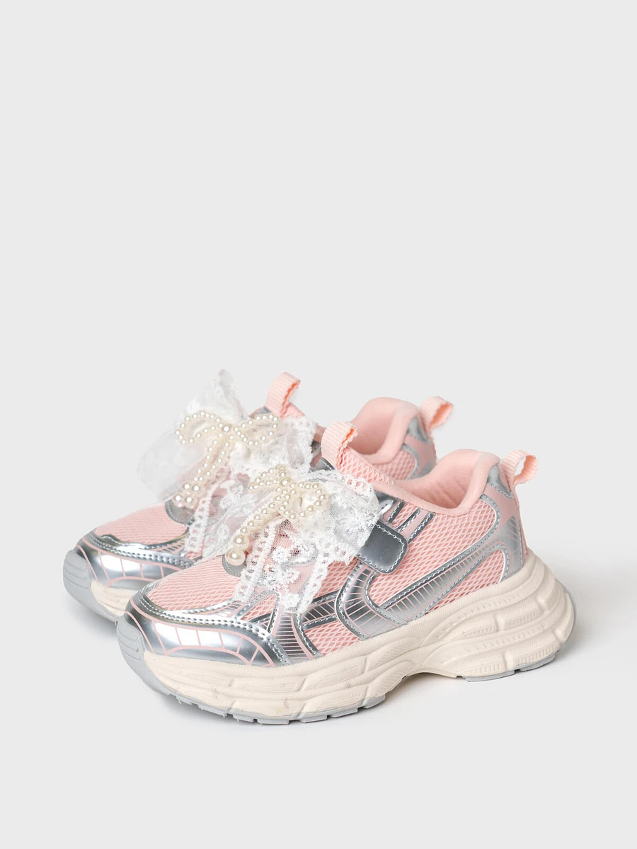 

Полуботинки, Розовый;серебряный