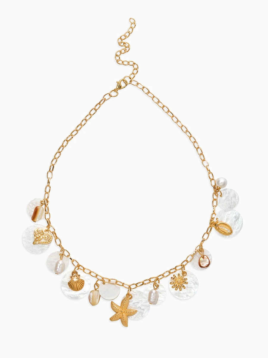 

Колье на цепочке, Золотистый;белый