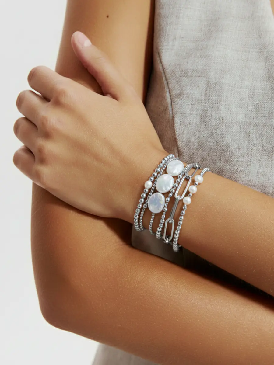 

Набор браслетов, Серебристый