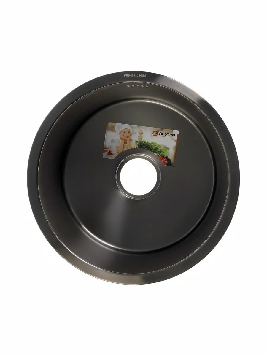 

Мойка кухонная aflorn af94545, нержавеющая сталь, круглая, 45 см, черная, Черный