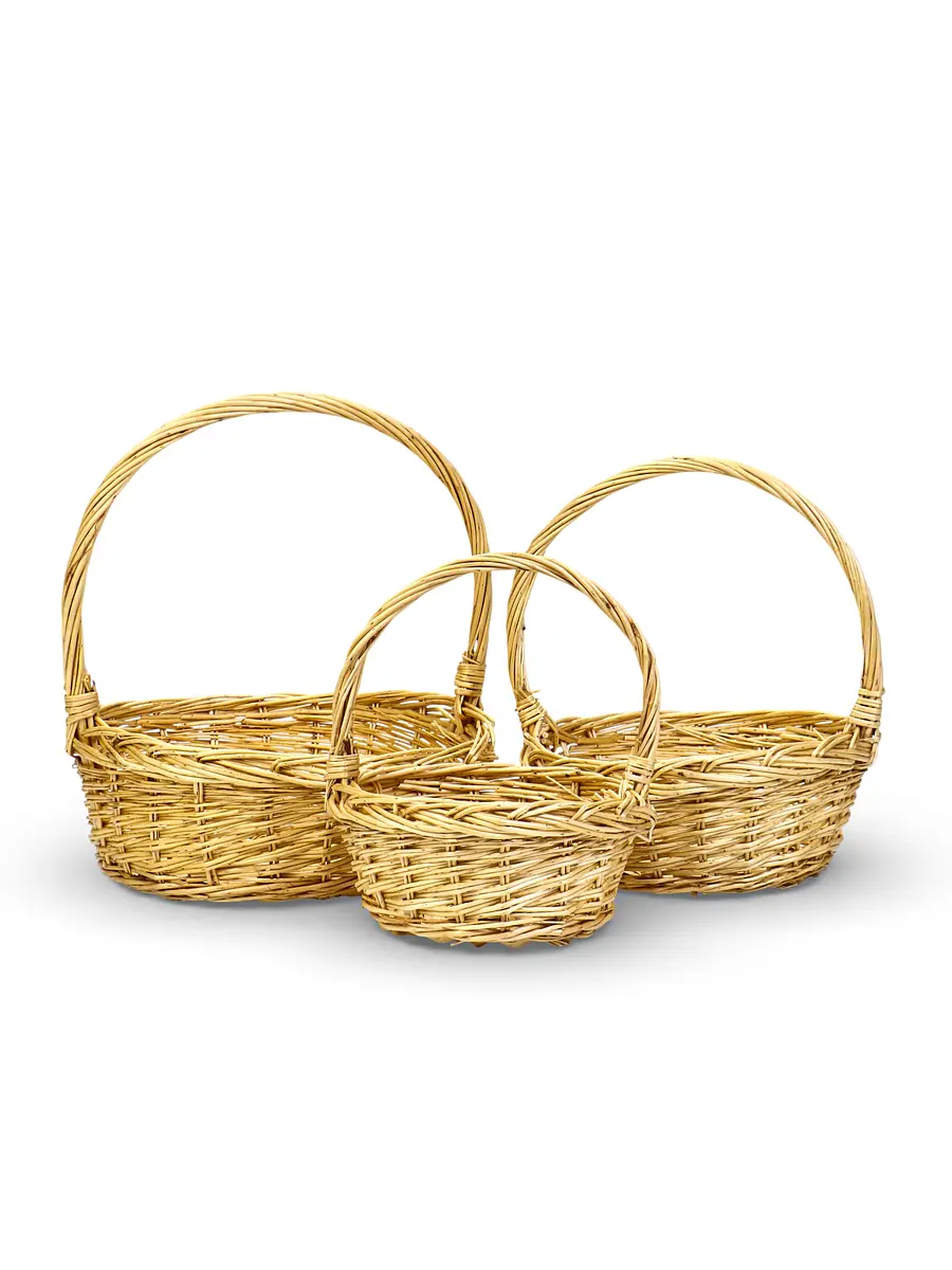 

Корзина плетеная для хранения fibre, с ручкой, бежевая, набор 3 шт., Бежевый