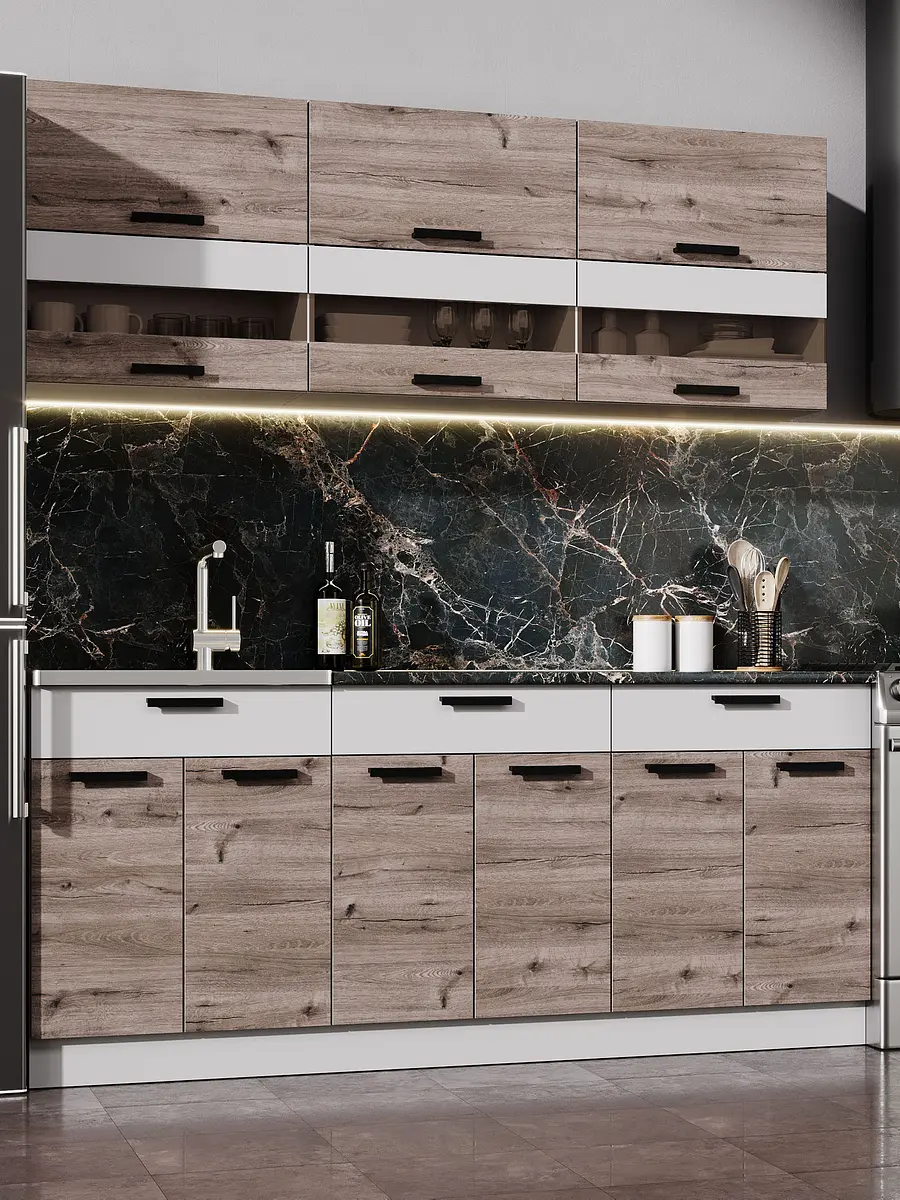 

Кухня прямая, Коричневый