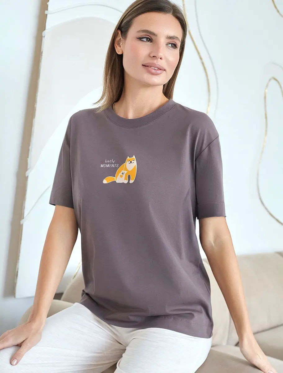 

Футболка, Коричневый;кофе_коты