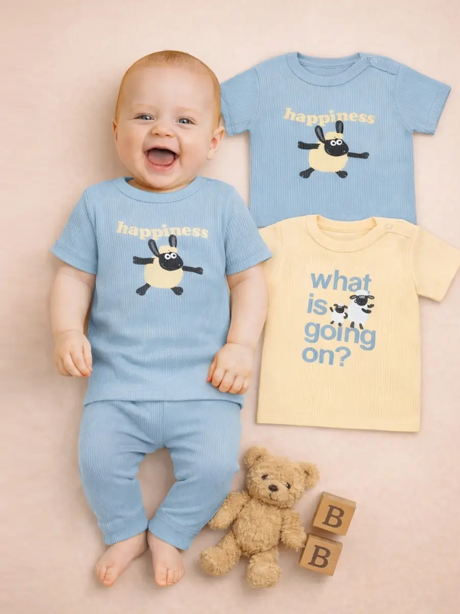 

Джемпер детский в наборе, 2 шт, Голубой;желтый;абрикосовый щербет +голубой +печать