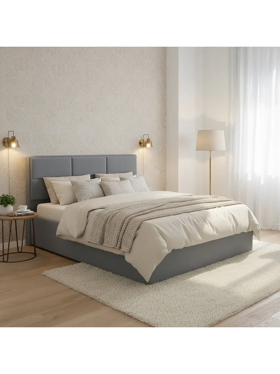 

Кровать двуспальная, Серый