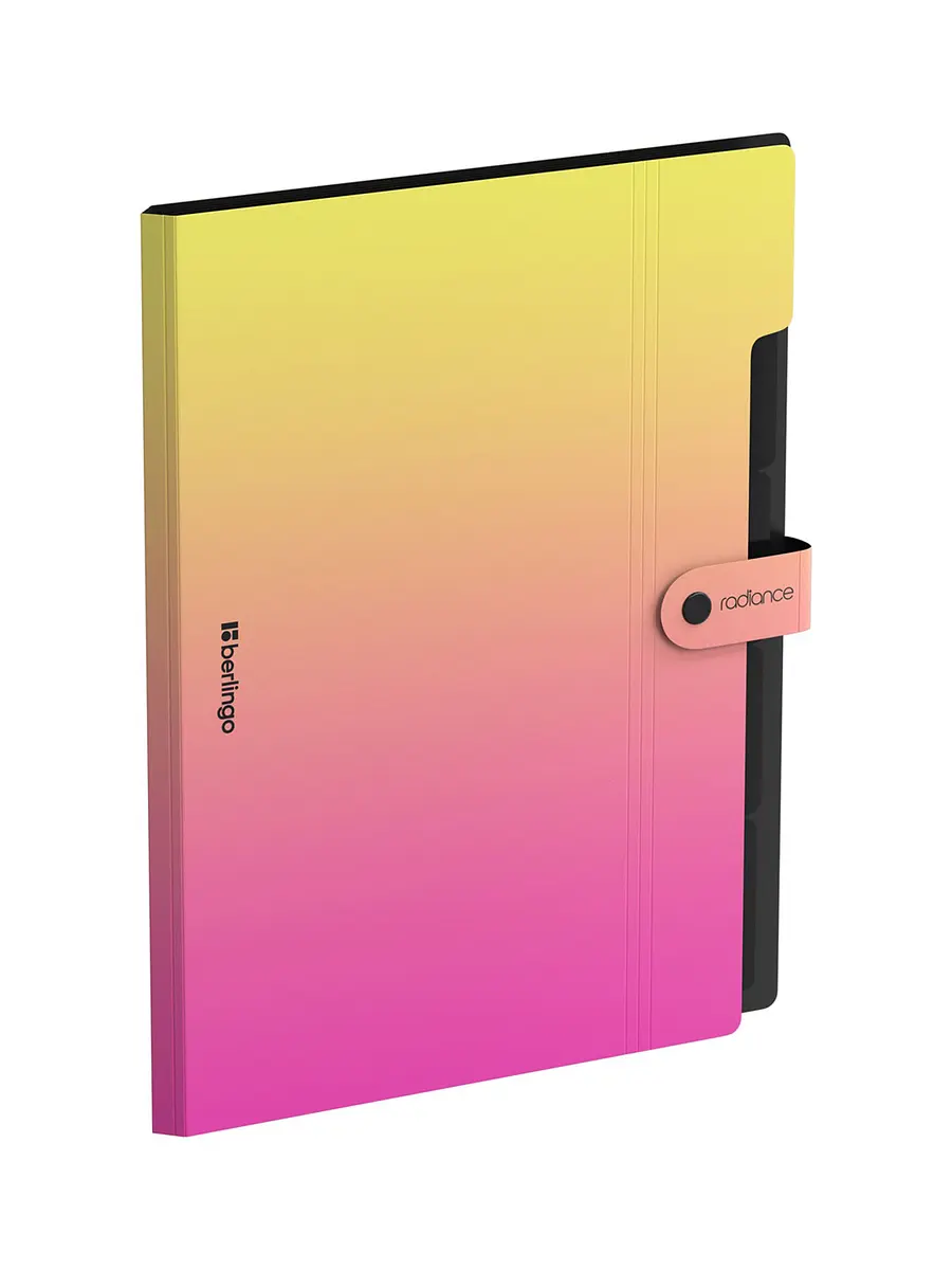 

Папка а4 radiance, 5 отделений, 600 мкм, на кнопке, желтый/розовый градиент