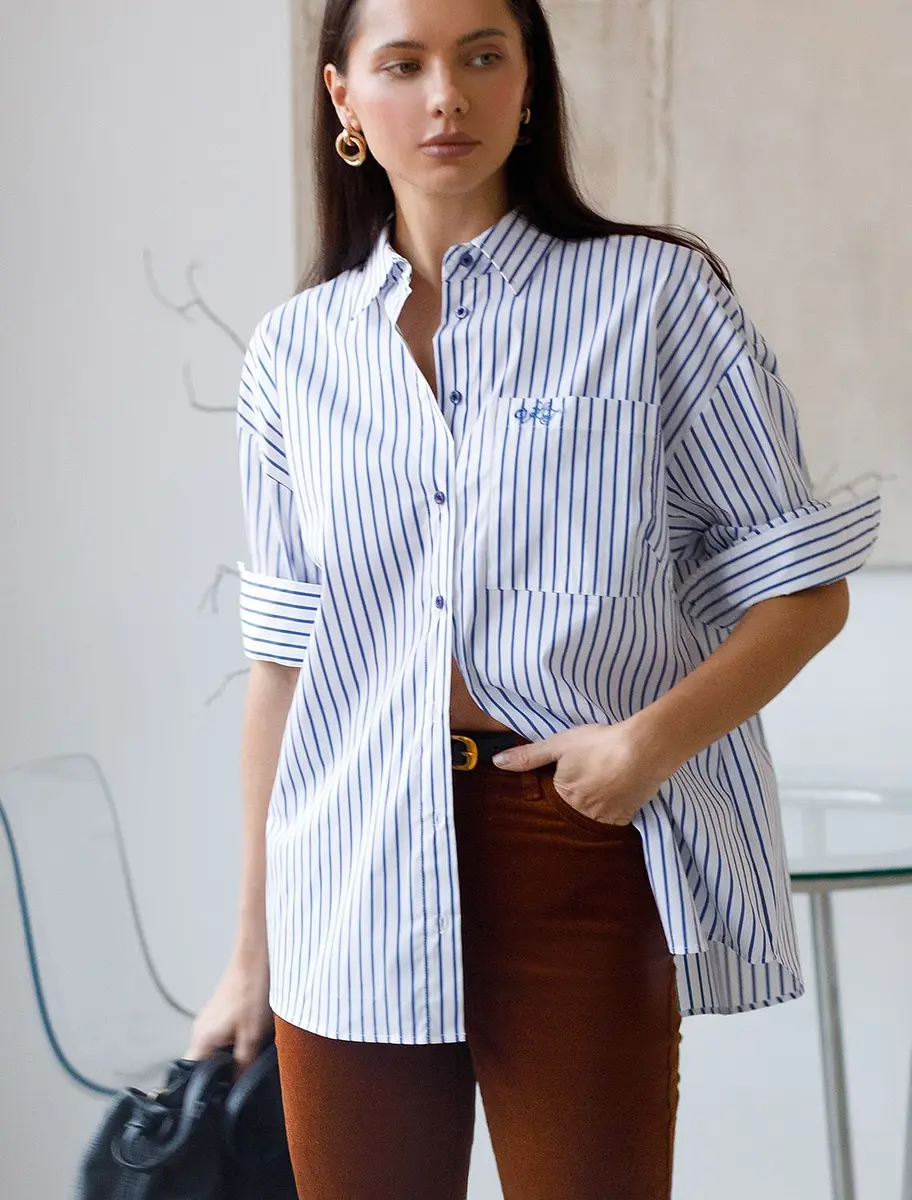 

Блузка, Белый;белый-синий