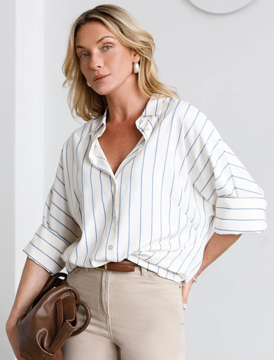 

Блузка, Белый;молочный-голубой