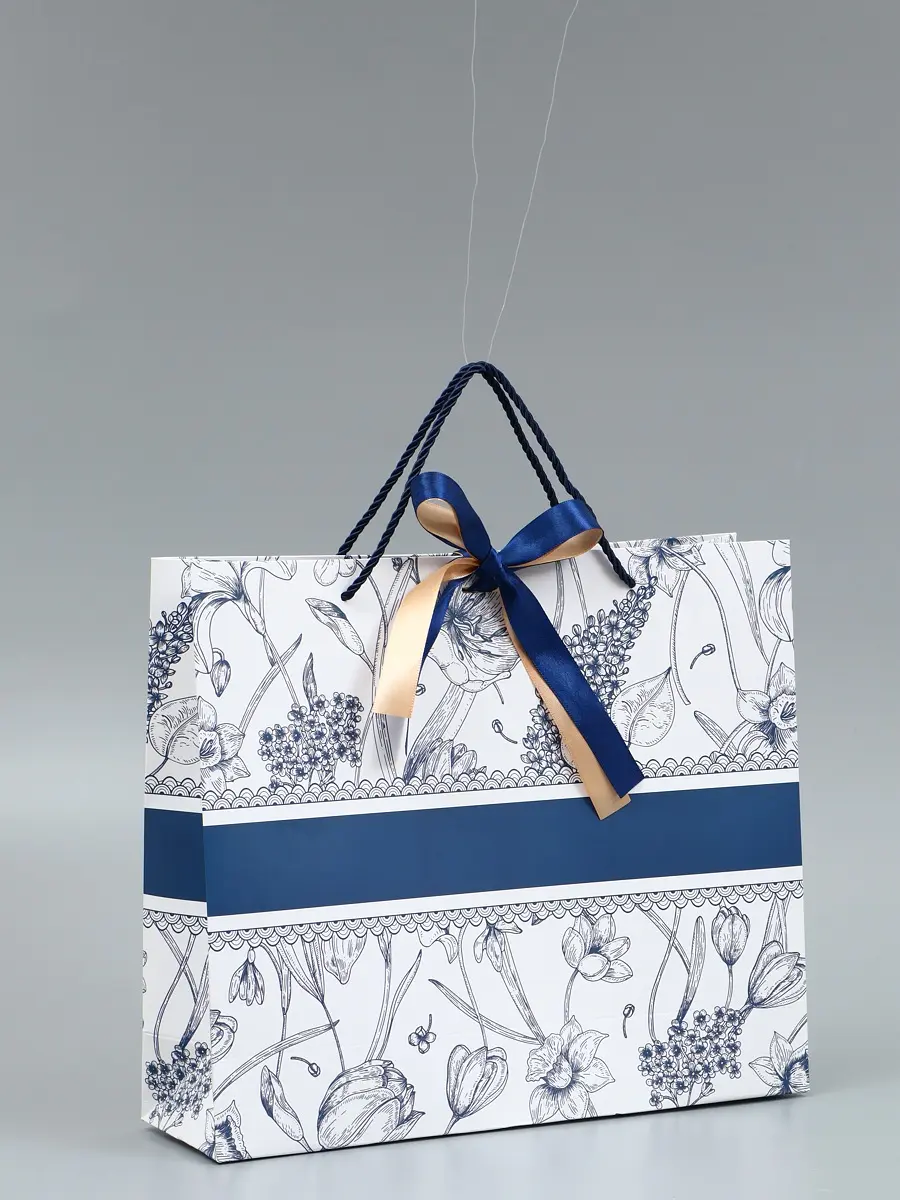 

Пакет подарочный ламинированный, Синий;белый