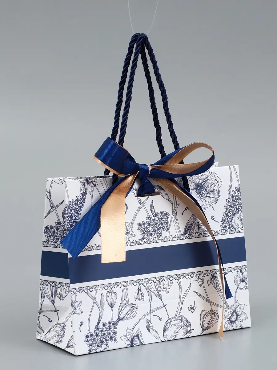 

Пакет подарочный ламинированный, Белый;синий