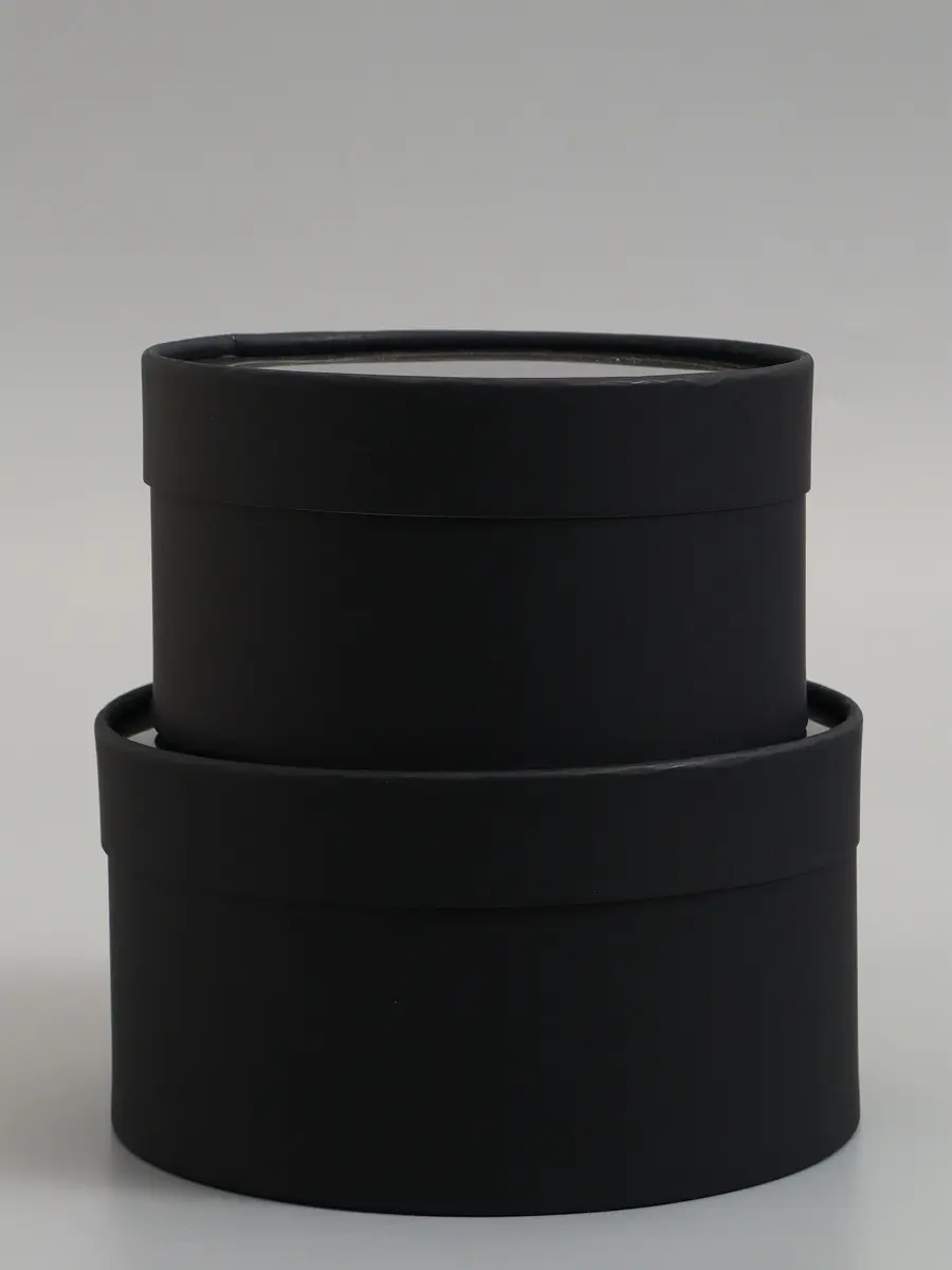 

Набор подарочных коробок 2 в 1 круглых, черная, с окном, 21 х 11 - 18 х 10 см