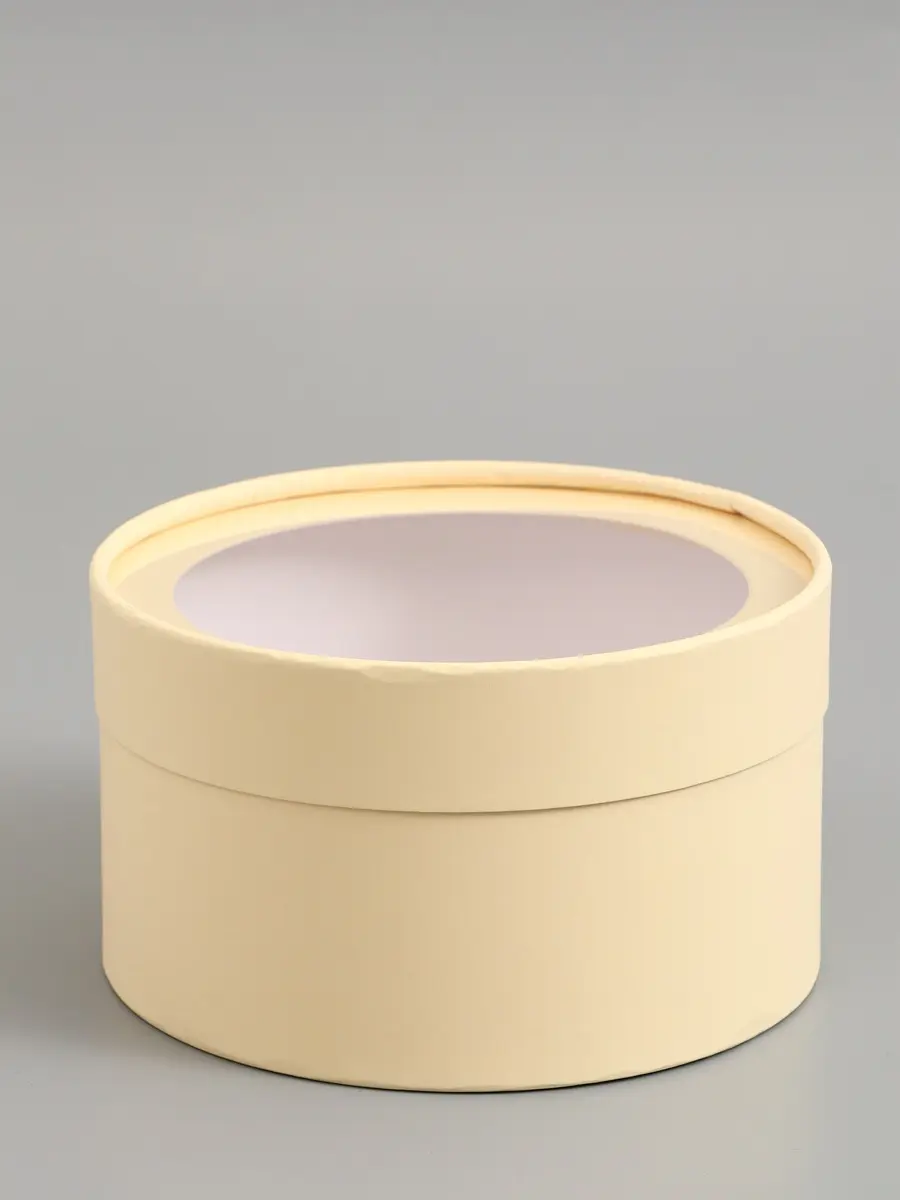 

Подарочная коробка, сливочный, завальцованная с окном, 18 х 10 см