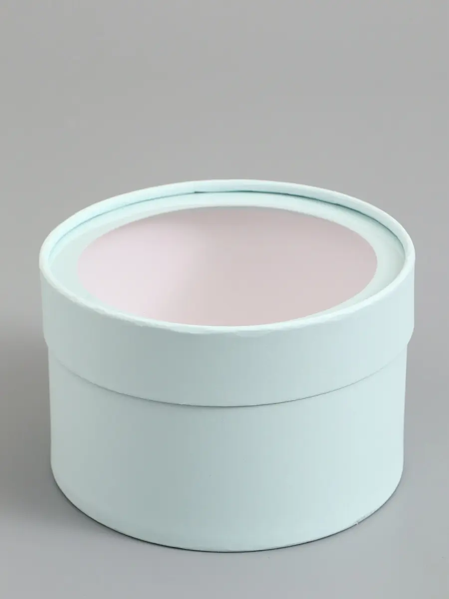 

Подарочная коробка круглая, лагуна, завальцованная с окном, 16×11 см, Бирюзовый