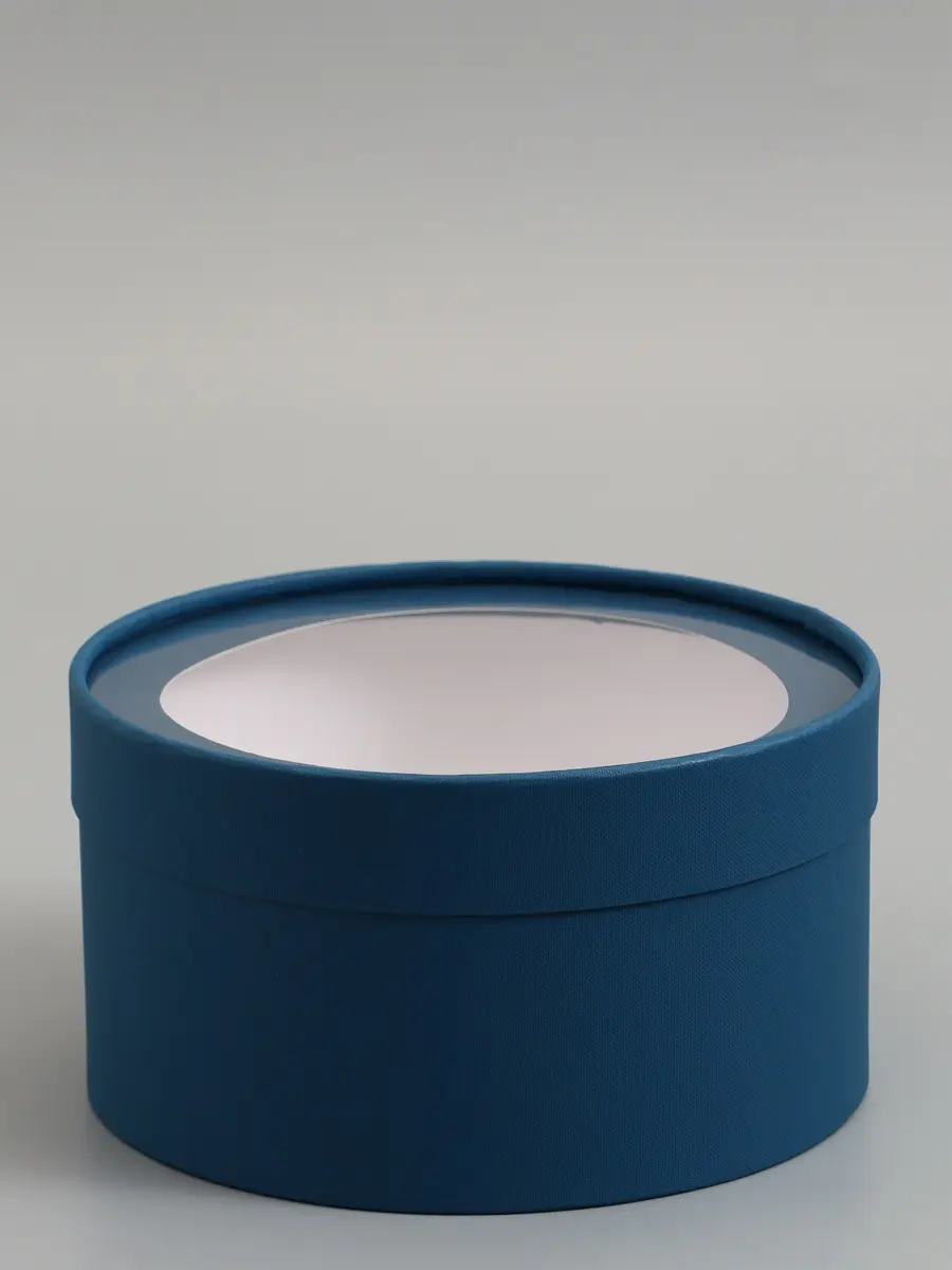 

Подарочная коробка круглая, морской, завальцованная с окном, 21×11 см, Синий