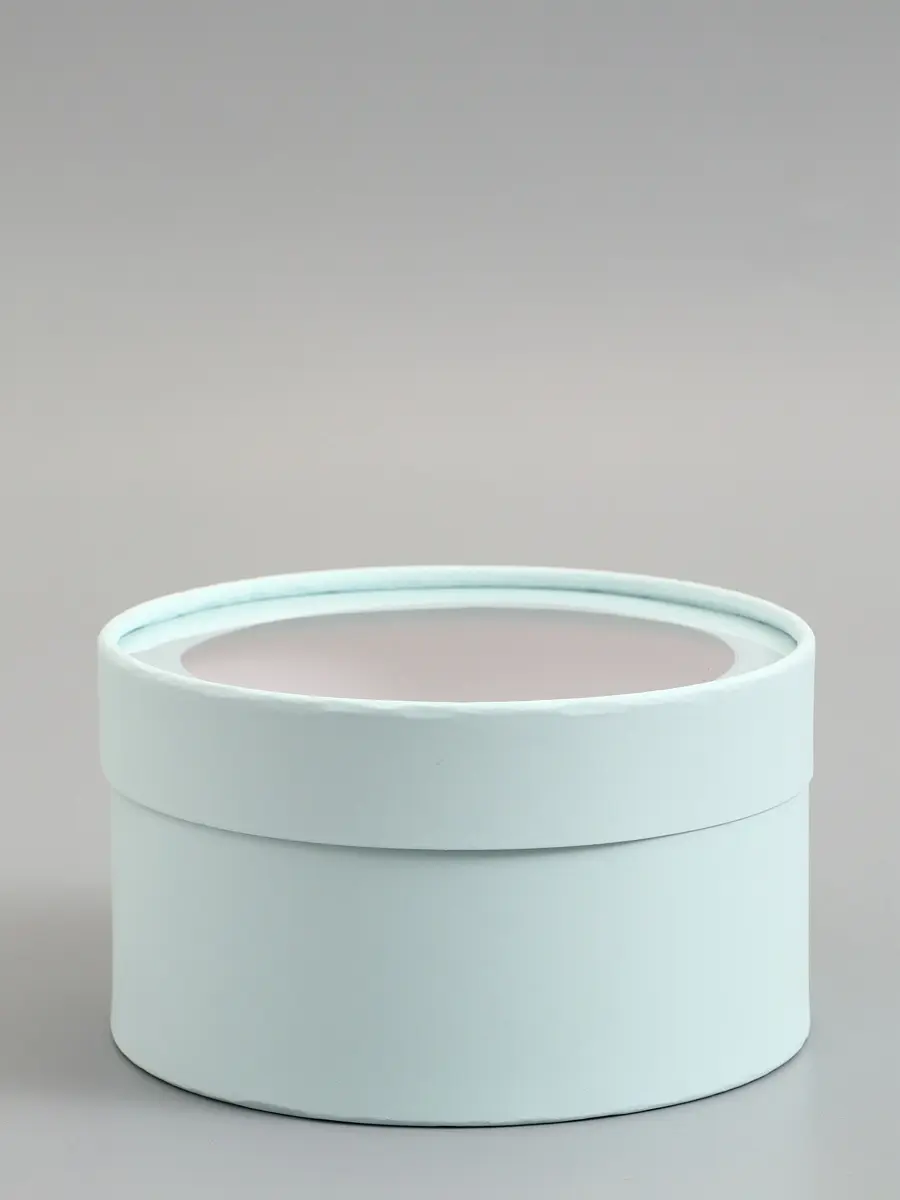 

Подарочная коробка круглая, лагуна, завальцованная с окном, 18×10 см, Бирюзовый