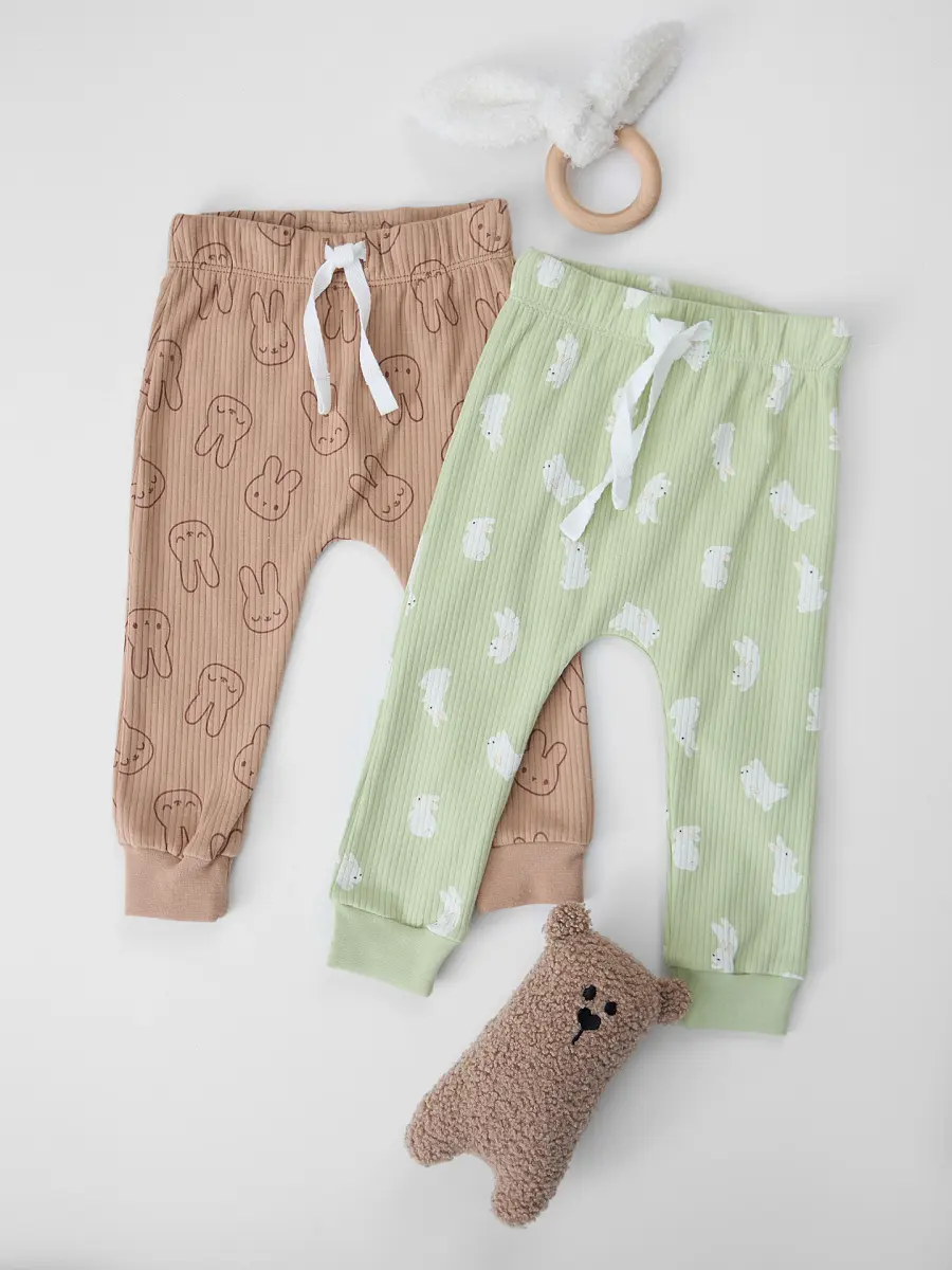 

Ползунки детские (2шт.), Бежевый;зеленый;зайки на бежевом +зайчата на св.зеленом