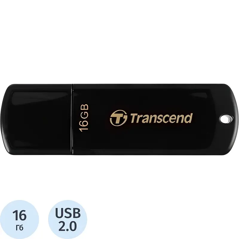 

Флешка USB 2.0 16 ГБ Transcend JetFlash 350 (TS16GJF350), Черный