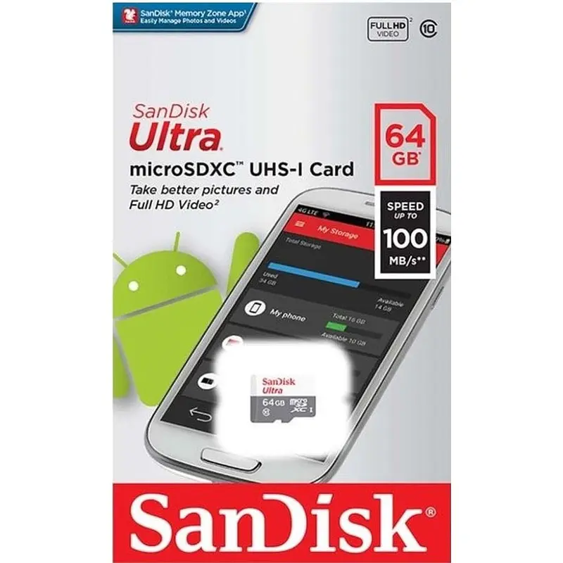

Карта памяти 64 ГБ microSDXC SanDisk Ultra Class 10 UHS-I (SDSQUNR-064G-GN3MN)