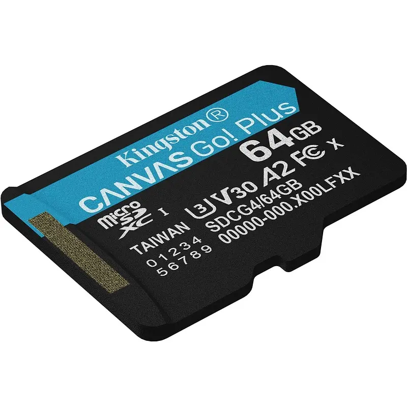 

Карта памяти 64 ГБ micro SDXC Kingston Canvas Go! Plus UHS-I U3 V30 A2 (SDCG4/64GBSP)
