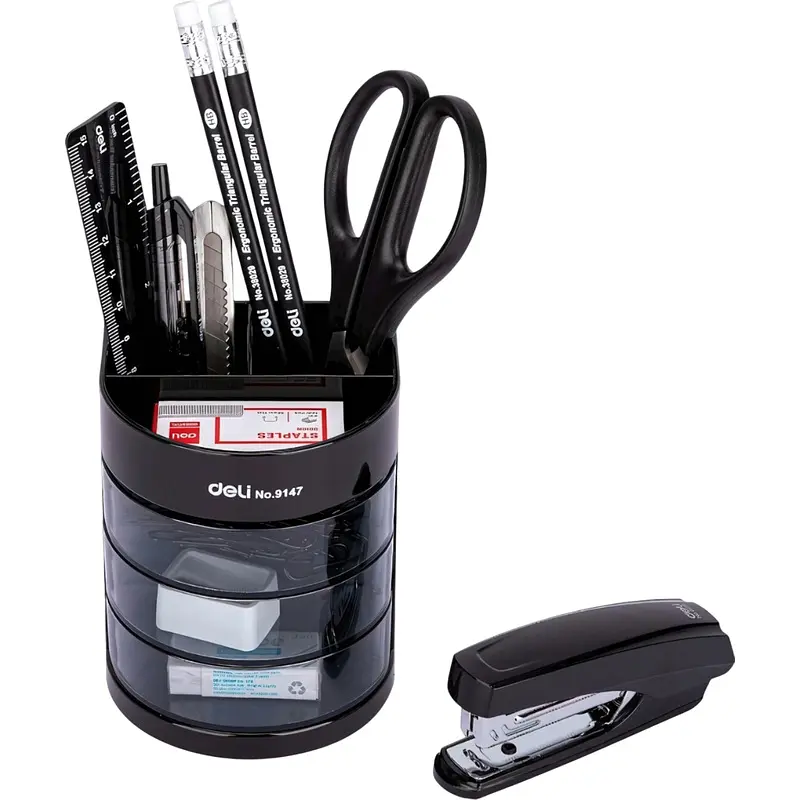 

Набор канцелярский Deli E38253 пластиковый 12 предметов черный