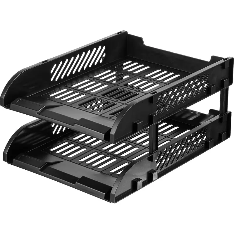 

Лоток горизонтальный для бумаг Deli пластиковый черный 2 отделения (2 штуки в упаковке)