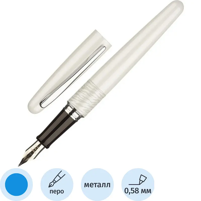 

Ручка перьевая Pilot Белый тигр цвет чернил синий, цвет корпуса белый (артикул производителя BL-M-WT)