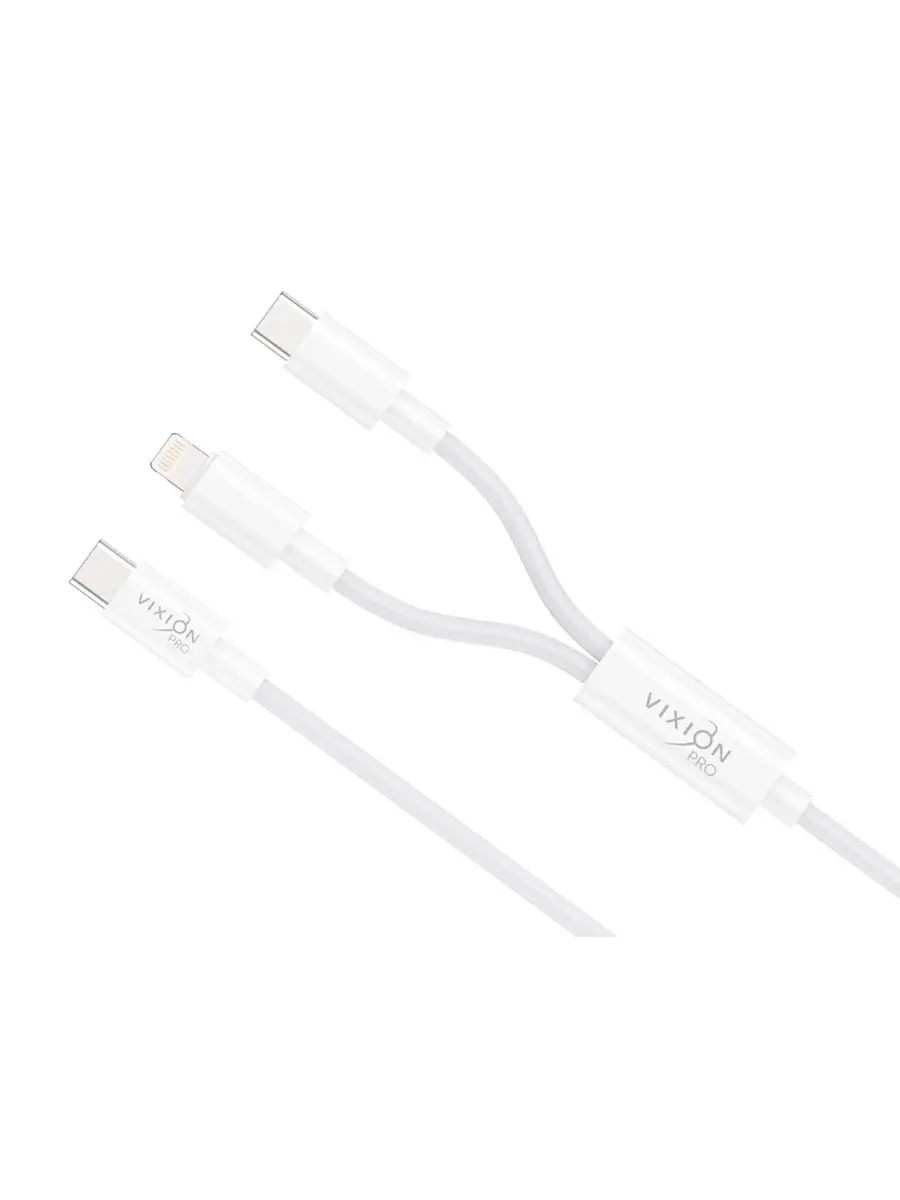 

Кабель vixion pro vx-19, type-c - type-c + lightning, 10 вт, 1.2 м, белый
