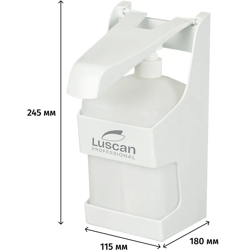 

Дозатор (диспенсер) для жидкого мыла/антисептика локтевой Luscan Professional Optima пластик белый 1 л