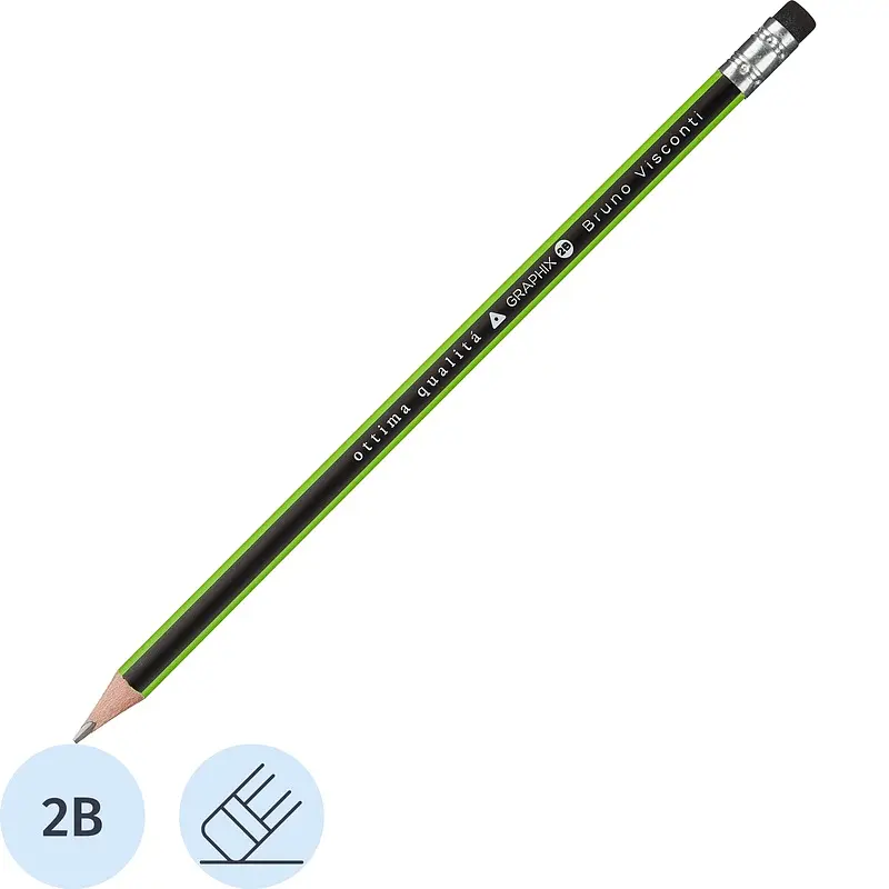 

Карандаш чернографитный 2В с ластиком Bruno Visconti Graphix заточенный трехгранный