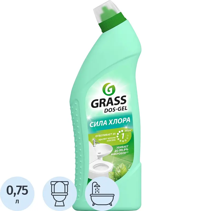 

Средство для сантехники чистящее Grass 0.75 л для чистки ванн и душевых/для уборки туалета