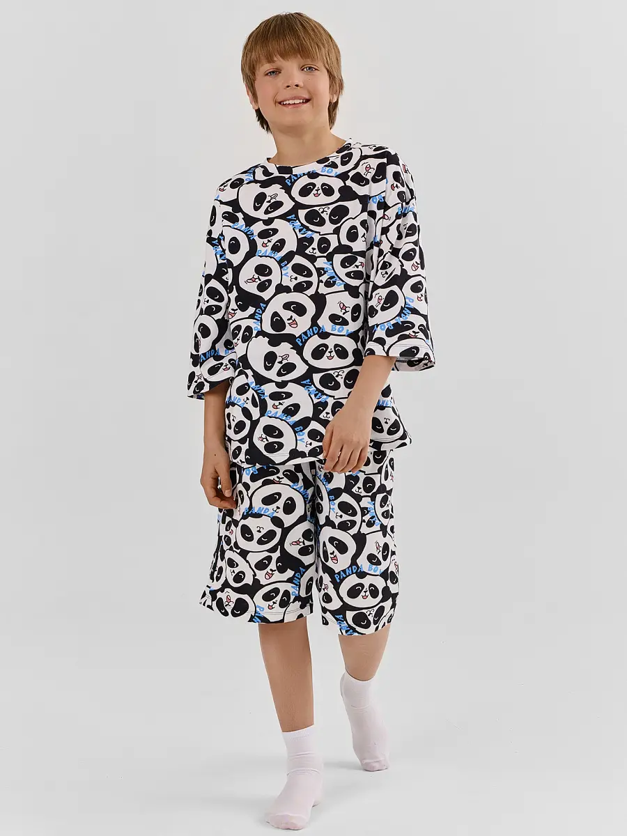 

Комплект для мальчиков (джемпер, шорты), Разноцветный;большие панды