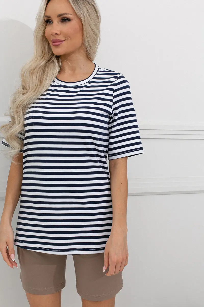 

Футболка, Синий;т.синий/полоска