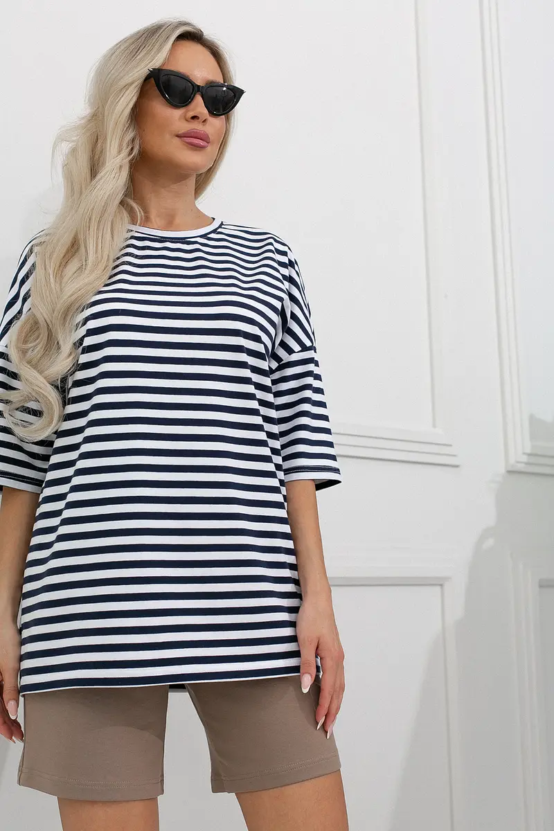 

Футболка, Синий;т.синий/полоска