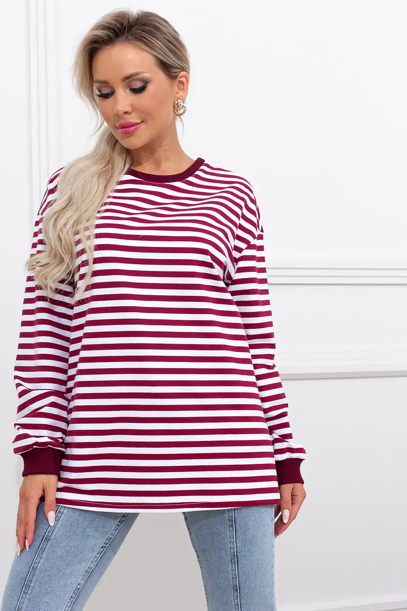 

Джемпер, Бордовый;бордовый/полоска