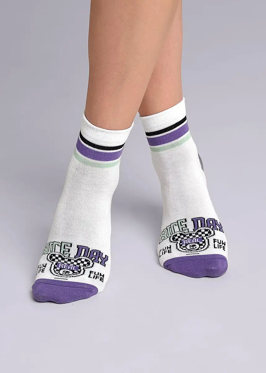 

Носки, Белый;фиолетовый;белый/фиолетовый