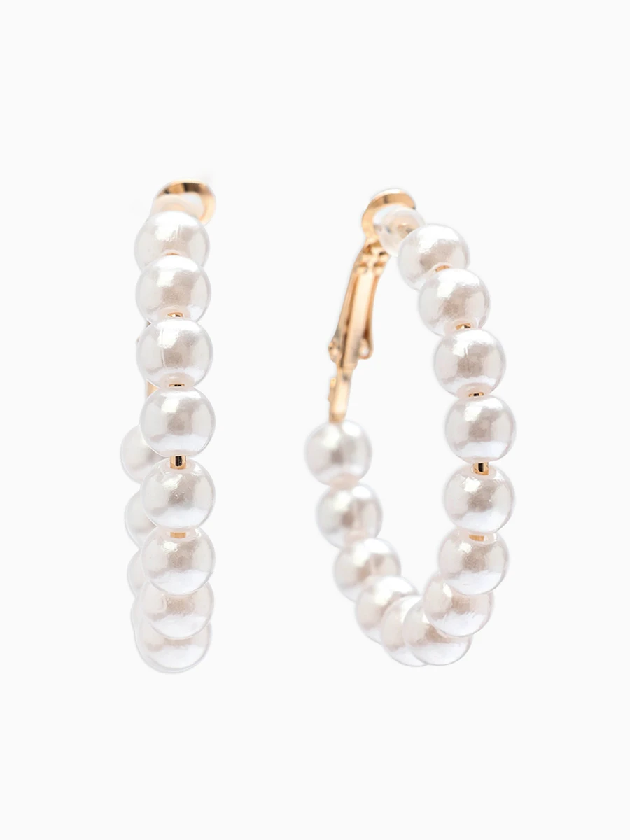 

Серьги кольца с жемчугом qf, Белый