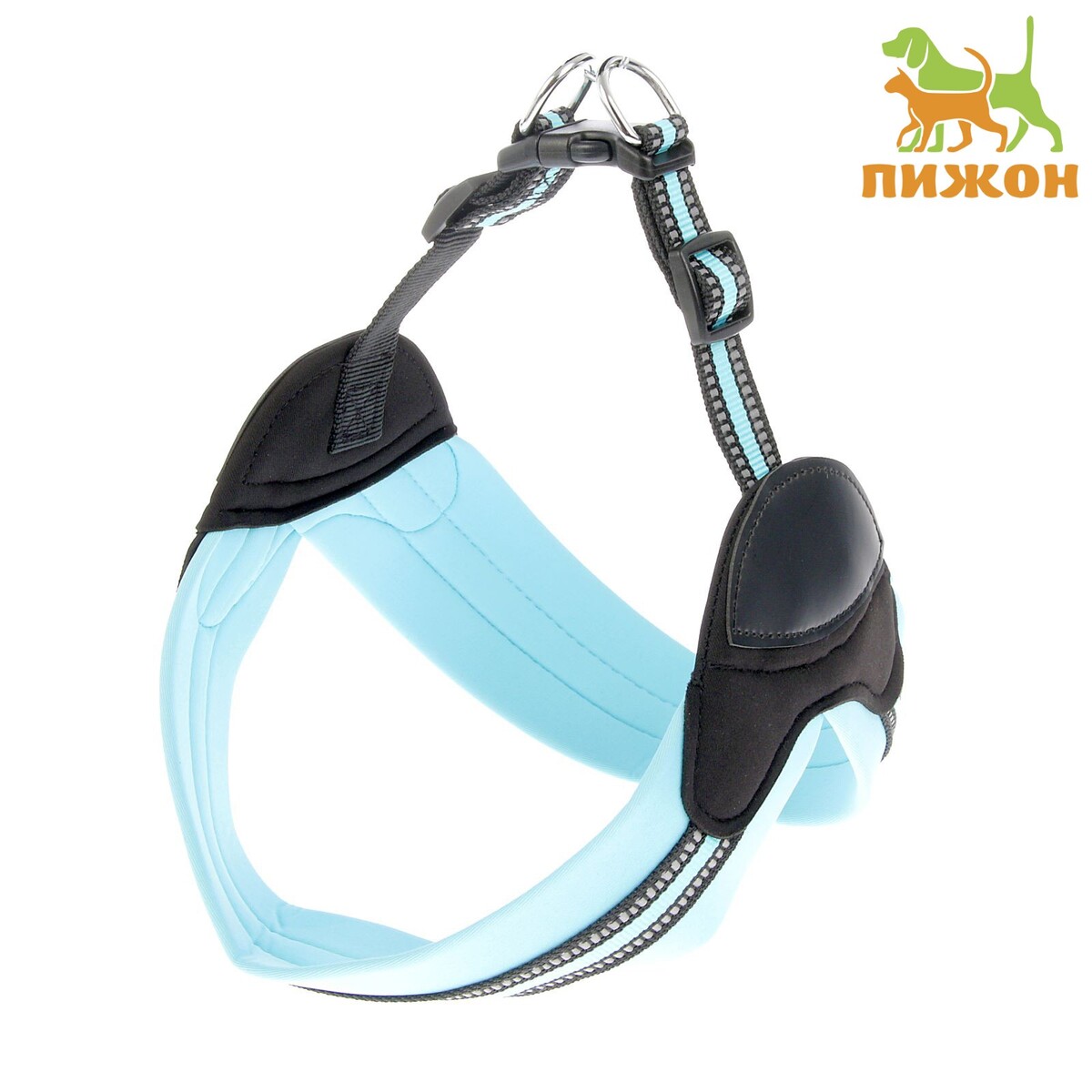 

Шлейка, обхват 62-69 см, супермягкая со светоотражающей прошивкой, голубая, Голубой