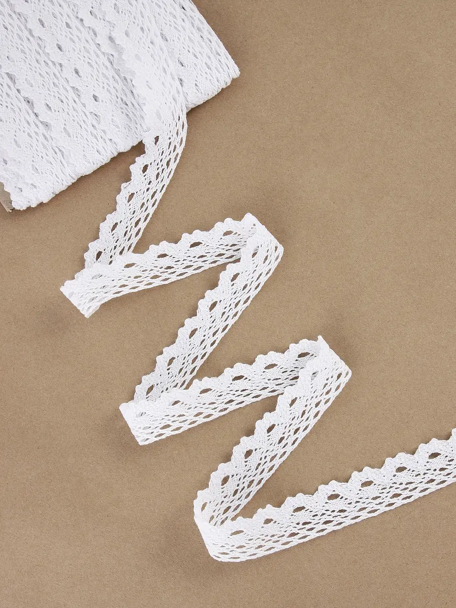 

Кружево вязаное, 25 мм, 15±1 м, белое, Белый