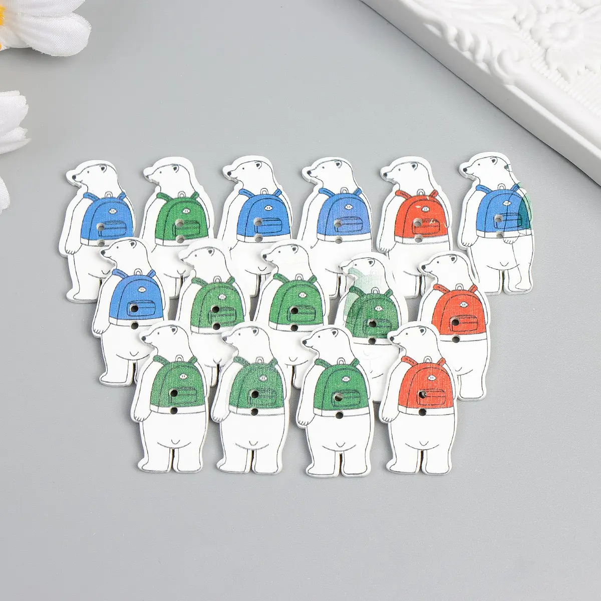 

Пуговицы дерево для творчества 2 прокола, Разноцветный