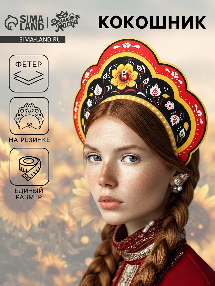 

Ободок кокошник, Желтый;красный;черный