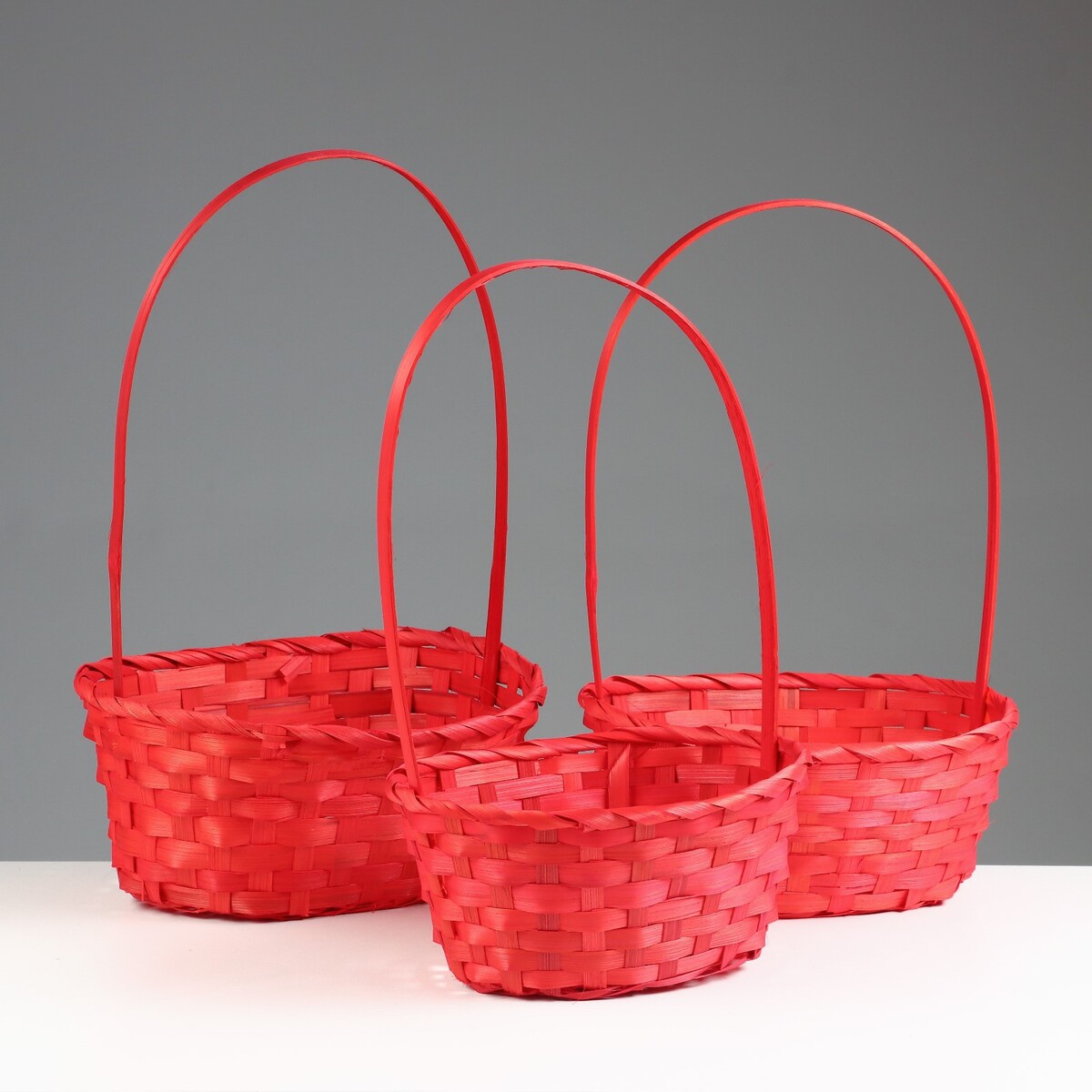 

Корзина плетеная для хранения, бамбуковая, красная, набор 3 шт., Красный