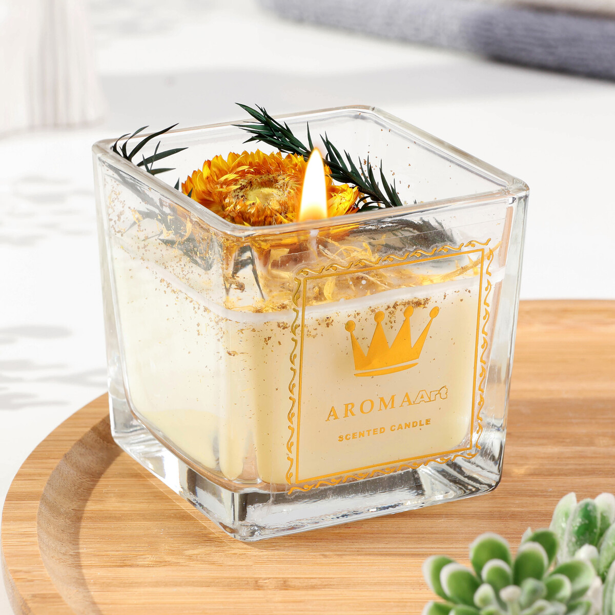 

Свеча ароматическая aroma art, страстная самба, квадратная, 8×10.5 см, Белый