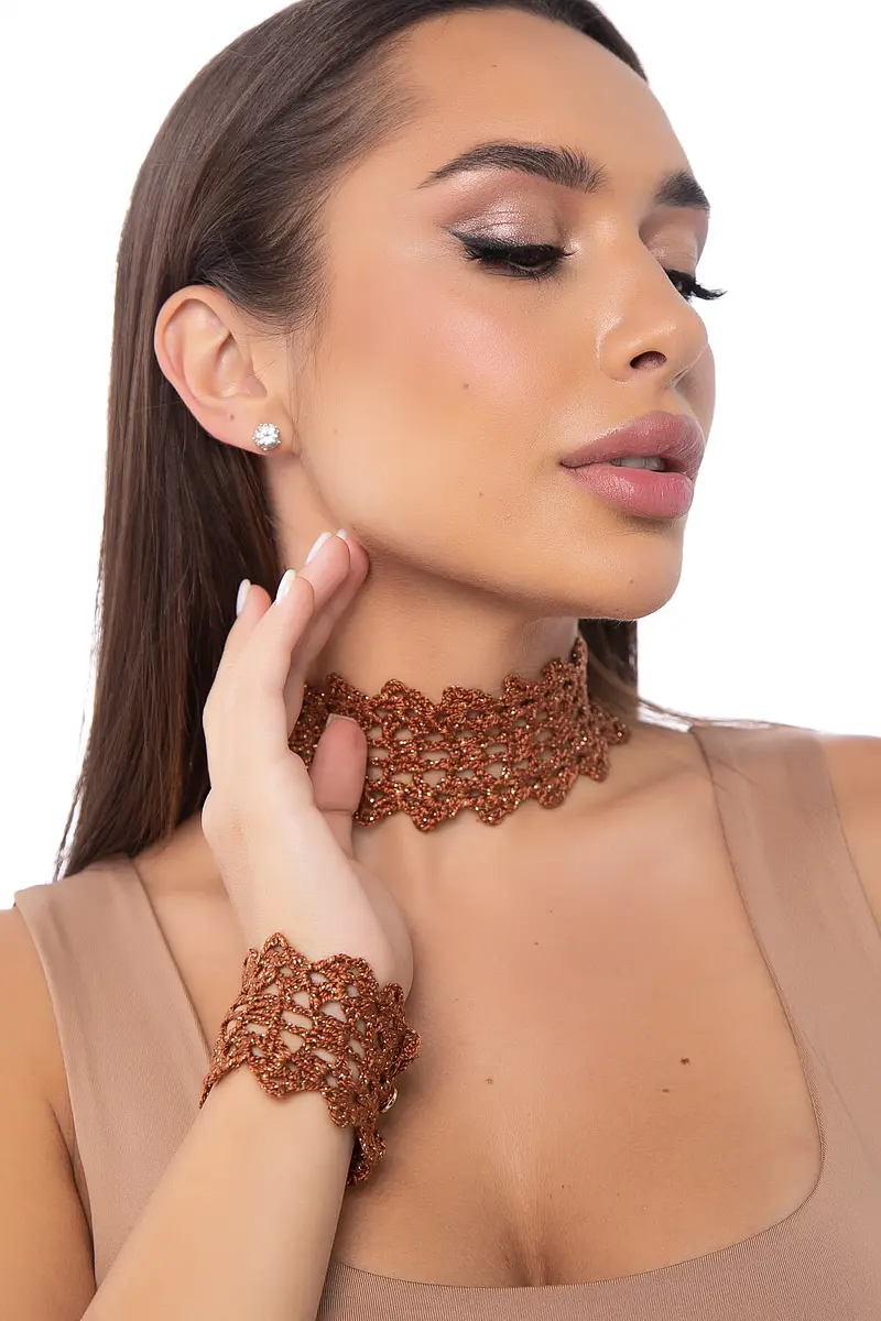 

Комплект чокер браслет, Коричневый