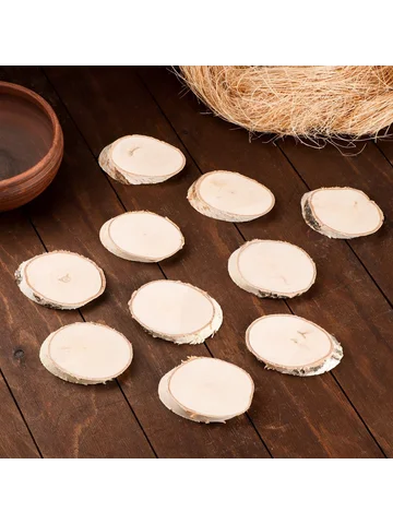 Набор из спилов дерева, 6,5х6 см +/-2см,