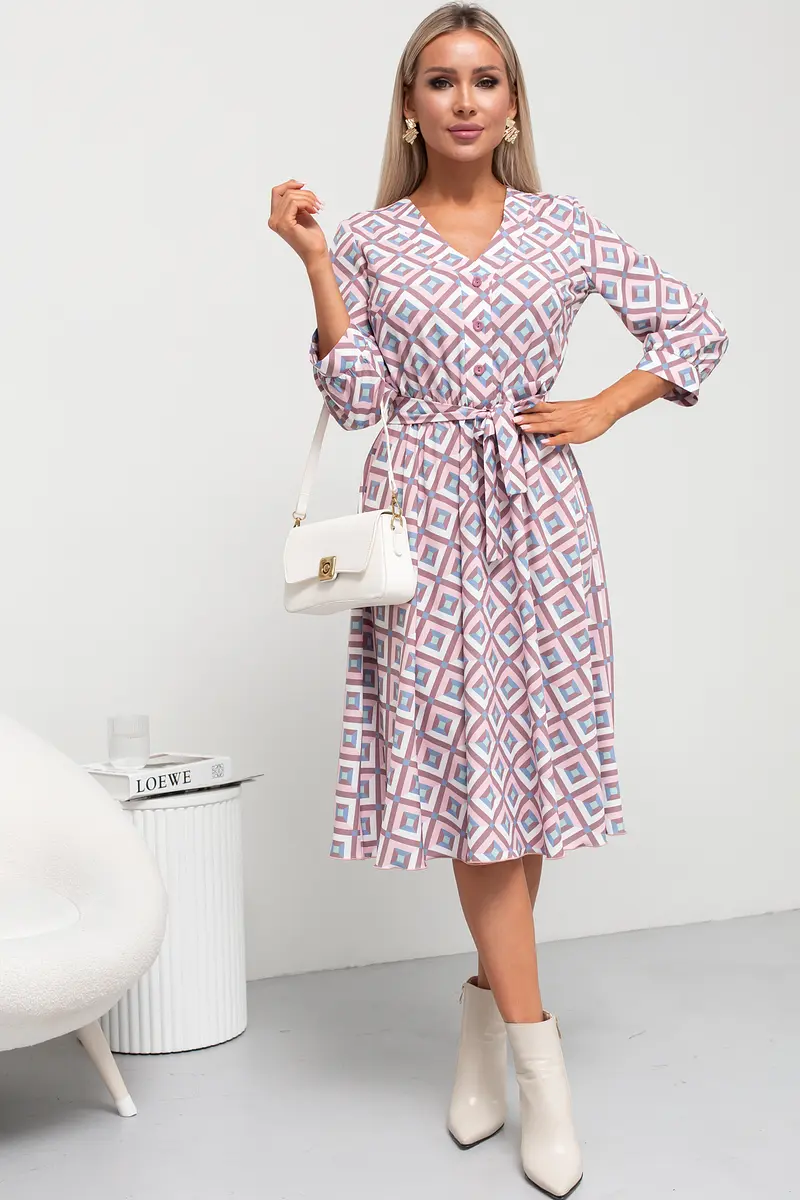 

Платье, Розовый;пудровый/ромб