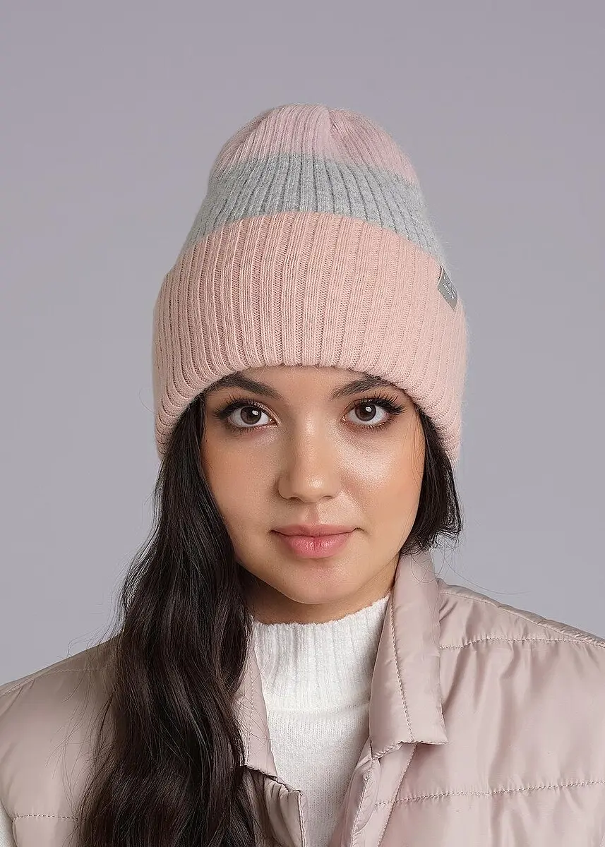 

Шапка, Розовый;св.розовый/меланж св.серый